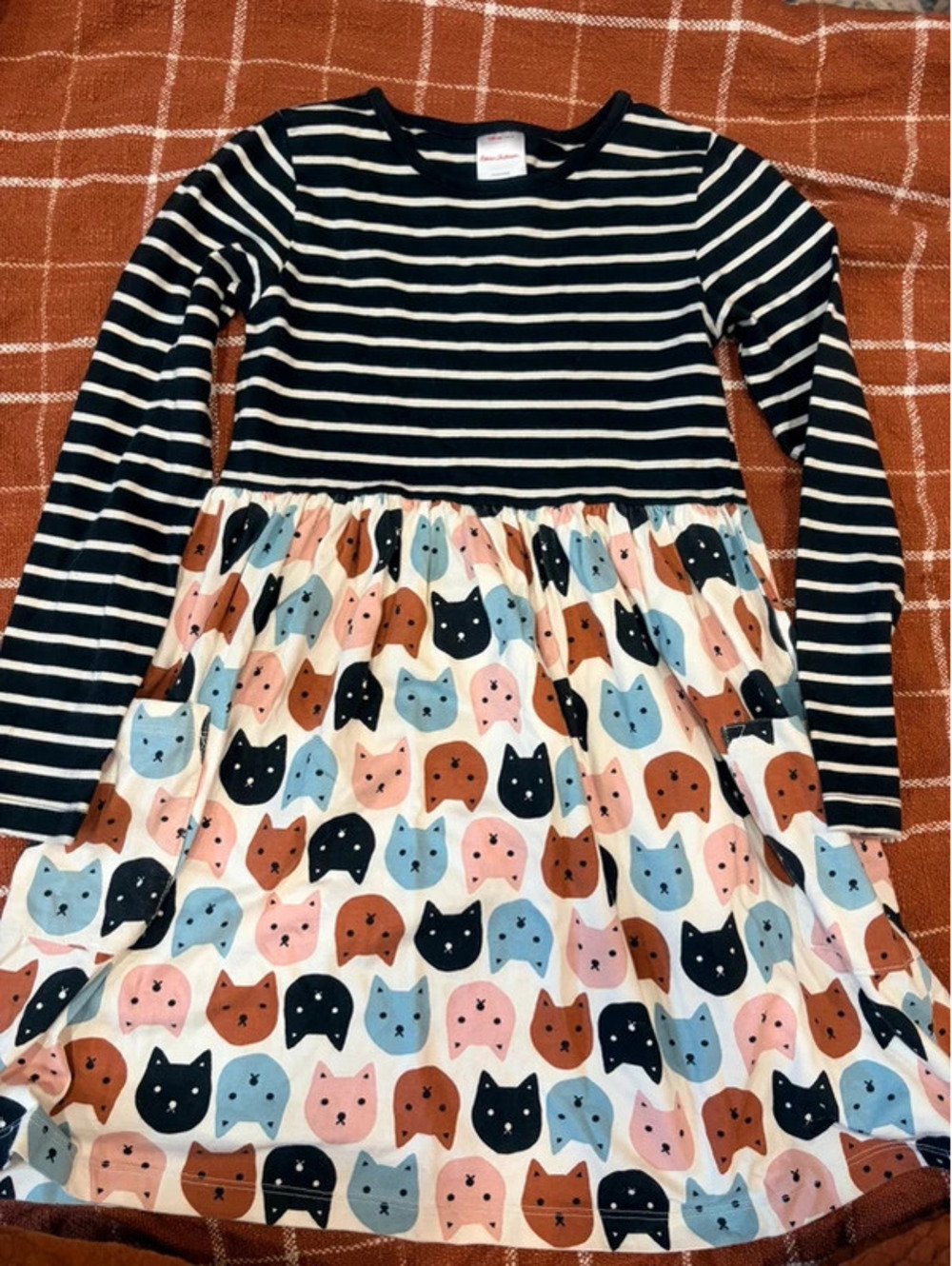 Cute cat and striped Longsleeve dress